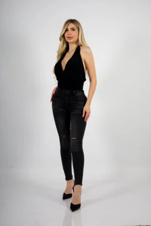 Jeans W Dark zipper desgastado - Vista 8