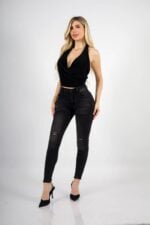 Jeans W Dark zipper desgastado - Imagen 9