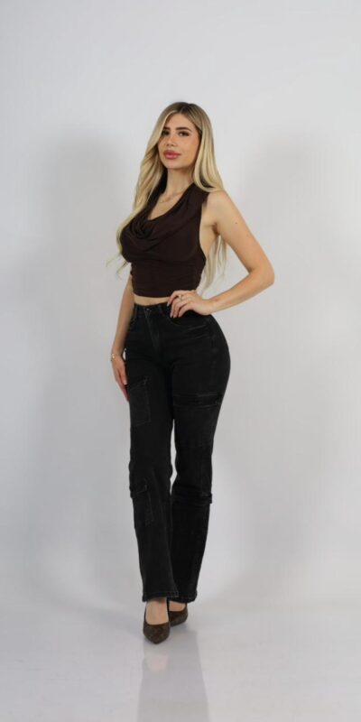 Jeans Cargo Paris Black Desgastado