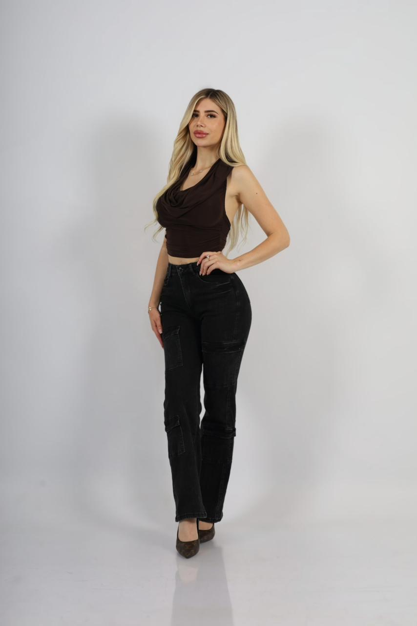 WhatsApp Image 2025-12-15 at 5.55.59 PM Jeans Cargo Paris Black Desgastado - Imagen 1