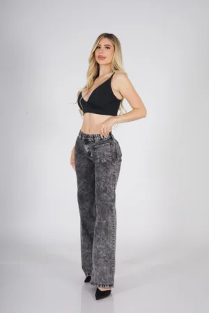Jeans Wide Leg Crossed Grigio Nevado - Vista 5