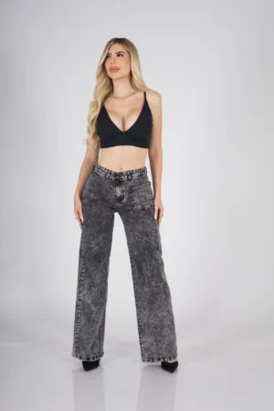 Jeans Wide Leg Crossed Grigio Nevado - Vista 8