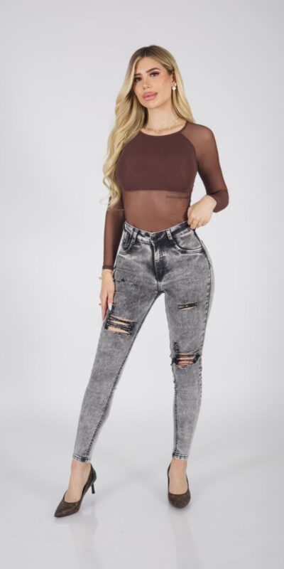 Jeans W classic destroyed Grigio