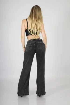 Jeans Wide Leg black destroyed - Vista 3