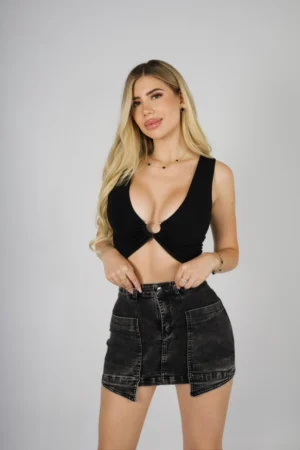 Falda Rockstar Black Desgastada - Vista 7