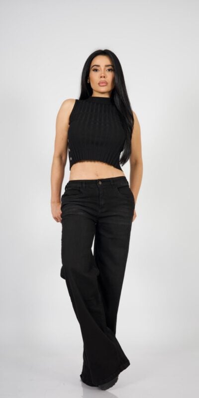 Jeans W Wide Leg Black