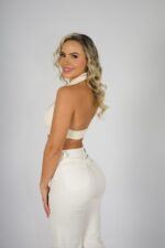 Jeans Wide Leg ajustable destroyed Cloud Dancer - Imagen 3