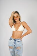 Jeans Wide Leg ajustable Celeste destroyed - Imagen 3