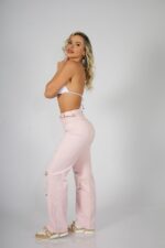 Jeans Wide Leg ajustable destroyed Rose - Imagen 4