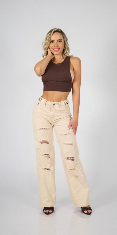 Jeans Wide Leg ajustable destroyed Arena
