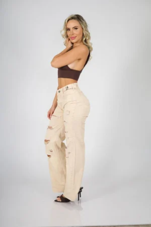 Jeans Wide Leg ajustable destroyed Arena - Vista 2