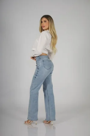 Jeans Cross Waist Straight Leg celeste - Vista 2