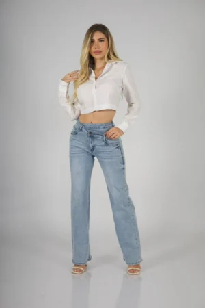 Jeans Cross Waist Straight Leg celeste - Vista 1