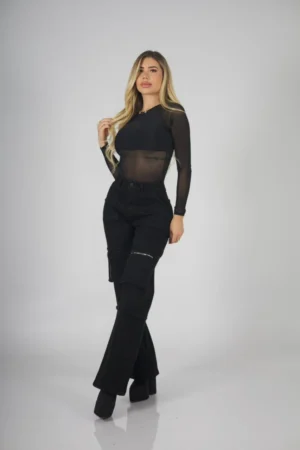 Jeans Straight Cargo Milán Black - Vista 4