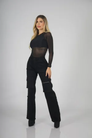 Jeans Straight Cargo Milán Black - Vista 1