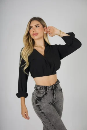 Jeans Wide Leg gris Destroyed ajustable - Vista 9