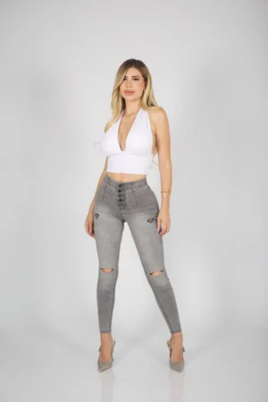 Jeans 5/B Lipo Shapper Grigio destroyed - Vista 1