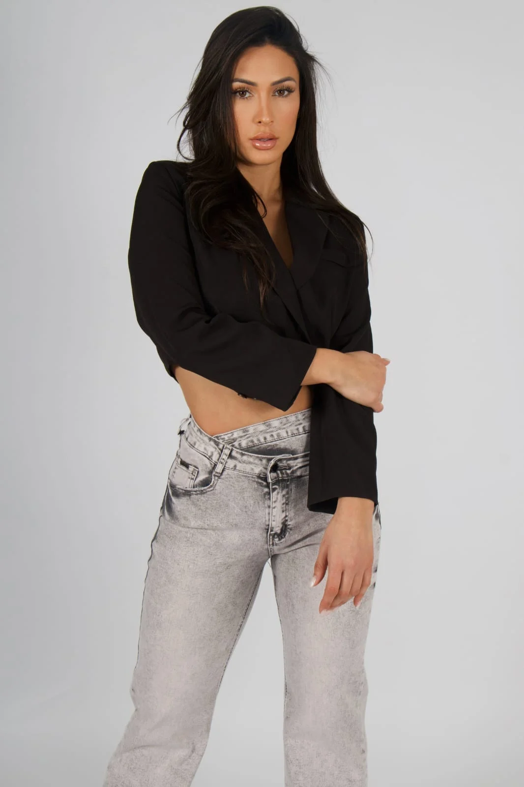 Jeans Cross Waist Straight Leg Grigio - Vista 5