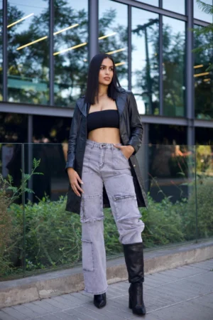 Jeans Straight Cargo Milán Grey - Vista 1