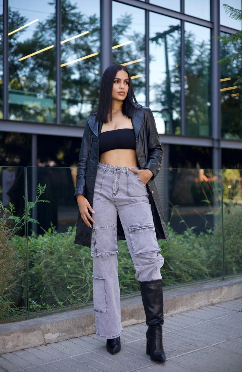 Jeans Straight Cargo Milán Grey