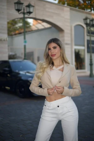 Jeans Cross Waist Straight Leg White - Vista 5