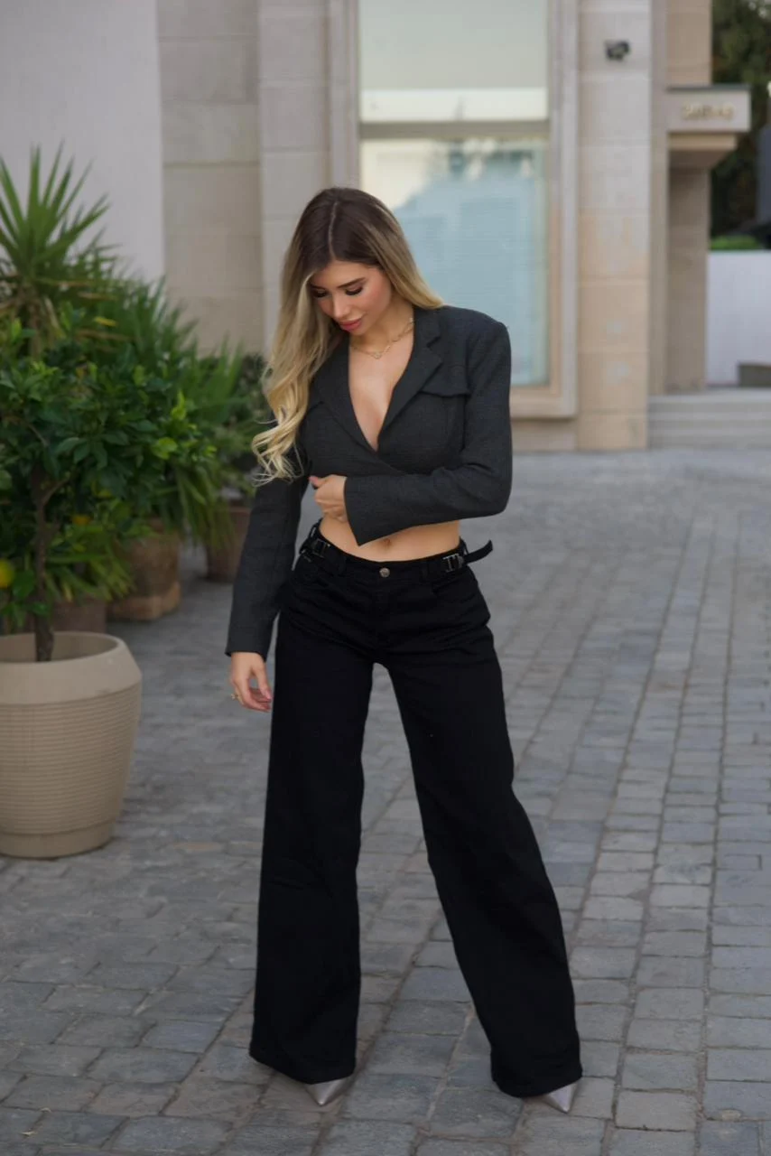 Jeans Woman Wide Leg Black - Vista 2