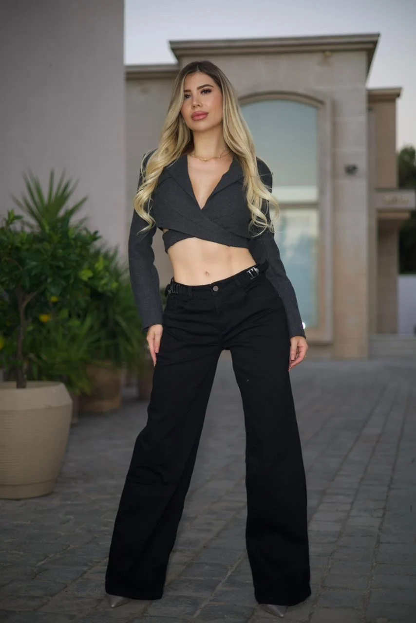 Jeans Woman Wide Leg Black