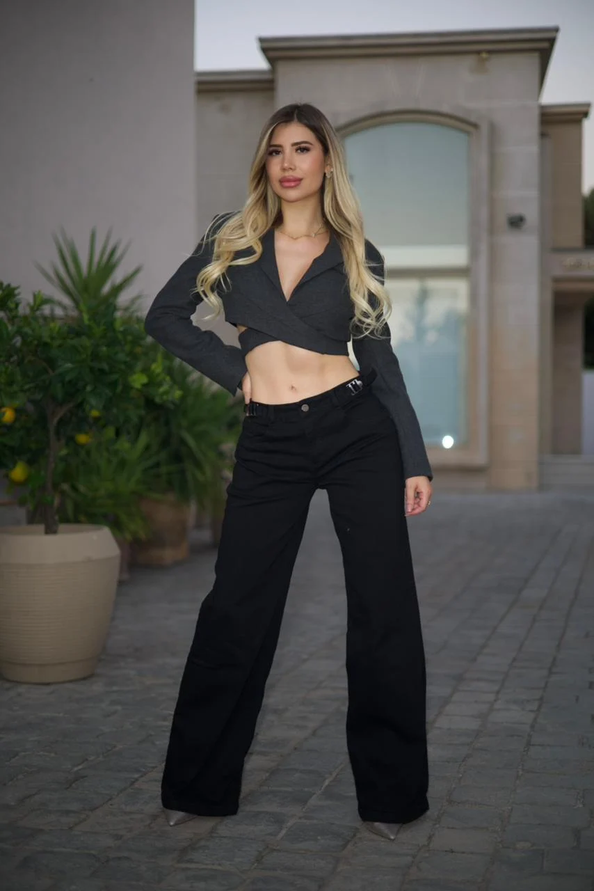 Jeans Woman Wide Leg Black - Vista 3