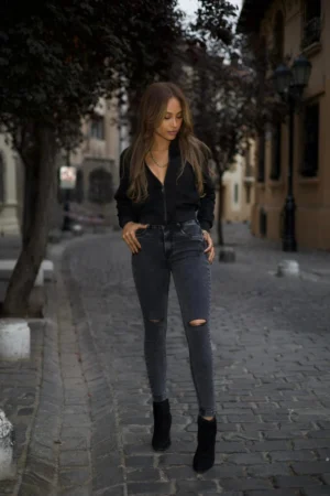 Jeans W classic destroyed Black nevado - Vista 1