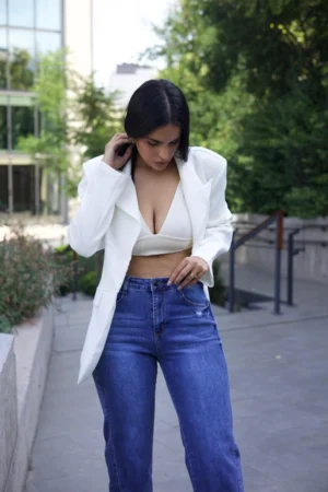 Jeans Wide Leg Fit BLUE - Vista 4