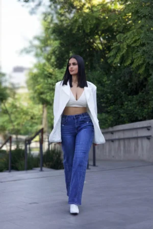 Jeans Wide Leg Fit BLUE - Vista 1