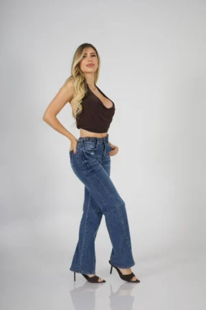 Jeans Wide Leg Fit BLUE - Vista 5