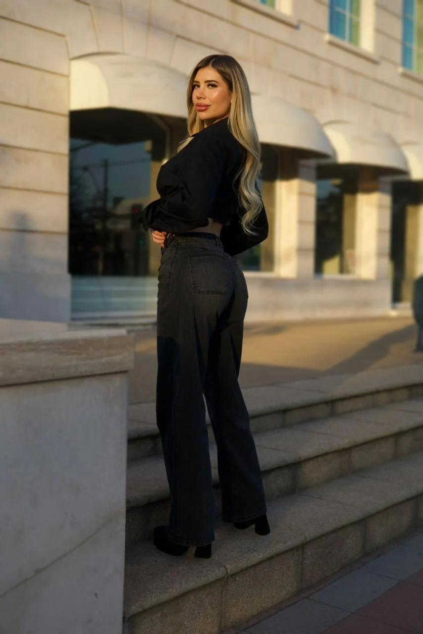 Jeans Woman Wide Leg Dark - Vista 2