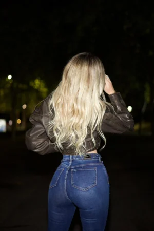 JACKET W LARGA Café - Vista 3