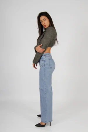Jeans Baggy ajustable celeste - Vista 4
