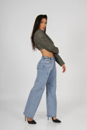 Jeans Baggy ajustable celeste - Vista 3