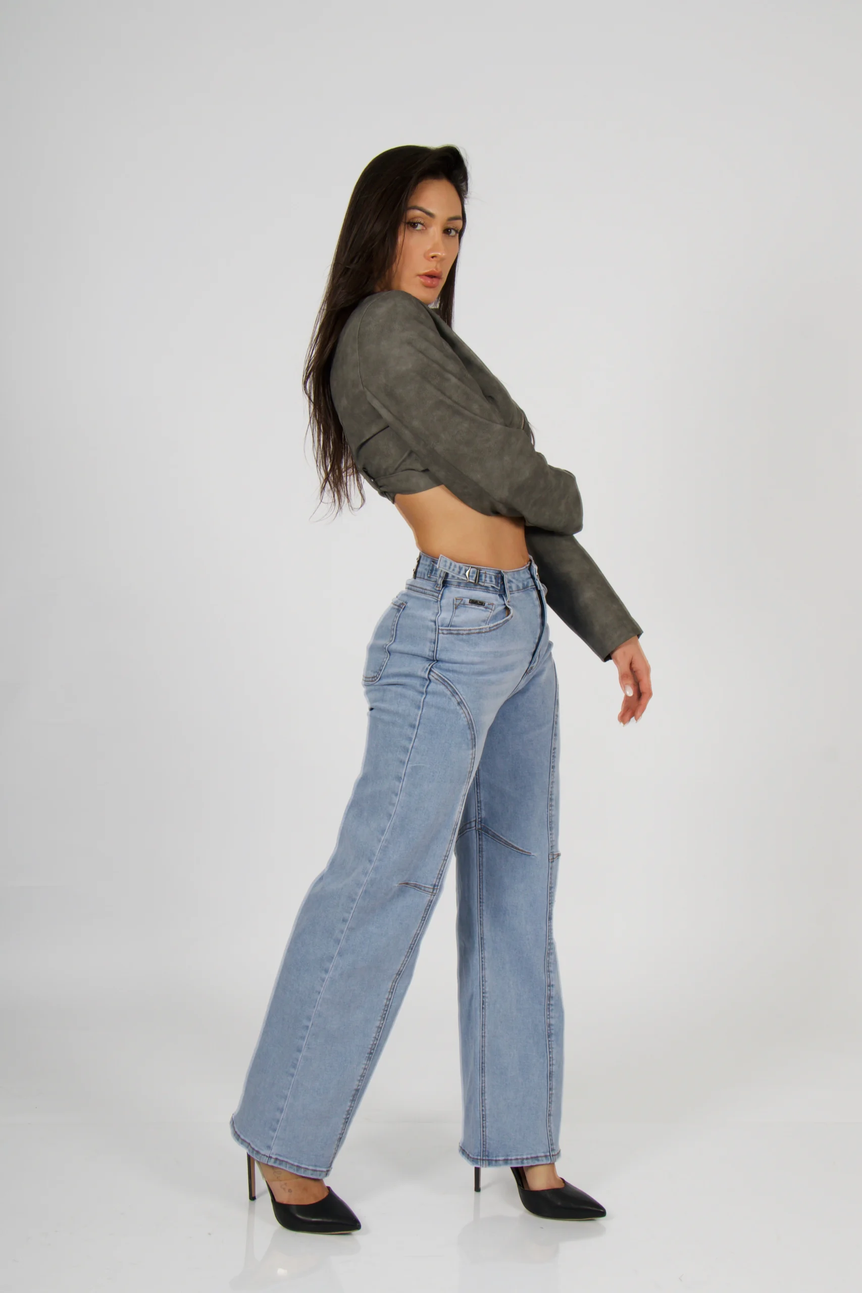 Jeans Baggy ajustable celeste - Vista 3