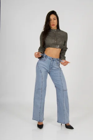 Jeans Baggy ajustable celeste - Vista 1