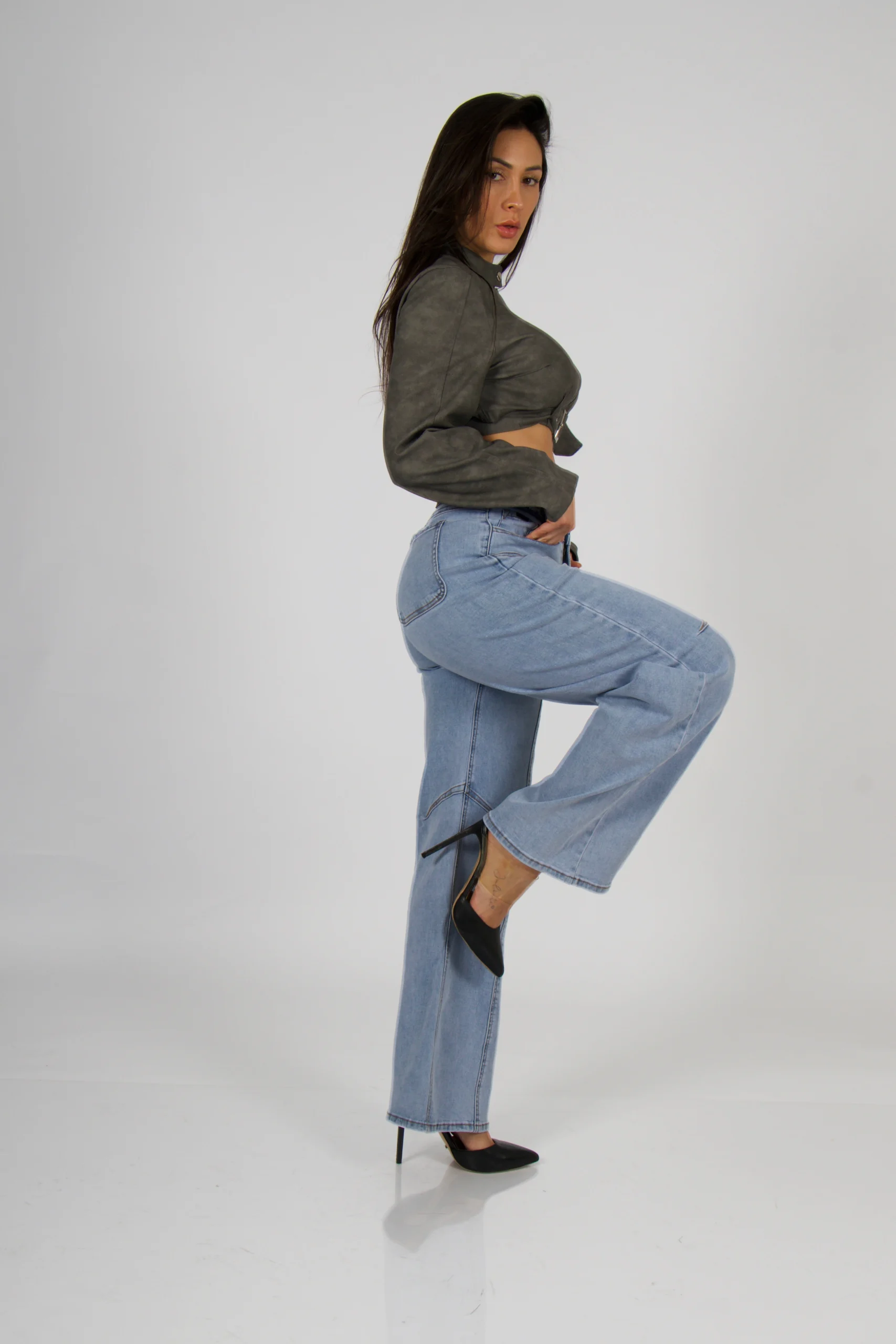 Jeans Baggy ajustable celeste - Vista 2