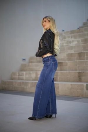 Jeans palazzo Street Aesthetic blue efecto sombra - Vista 3