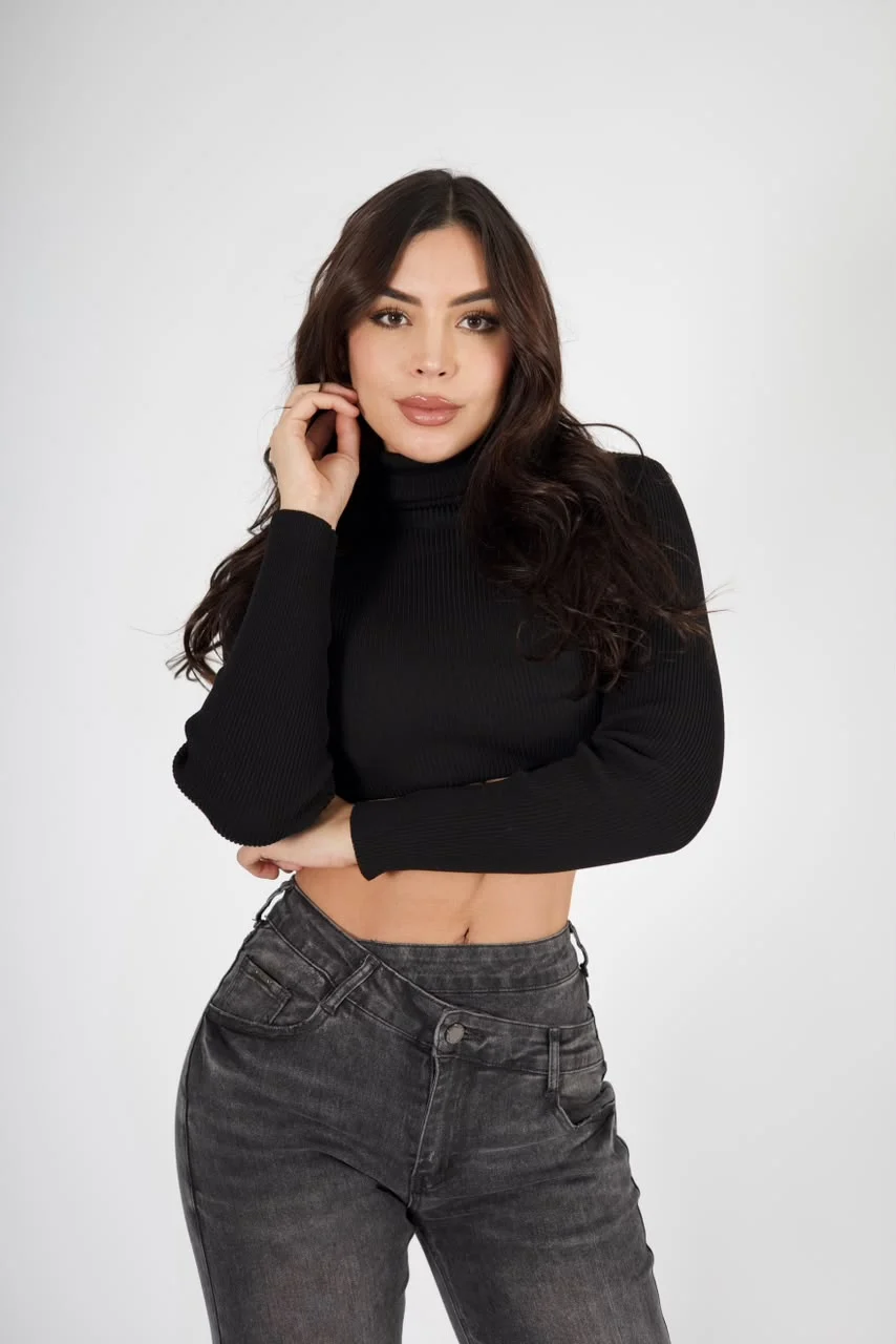 Jeans Cross Waist Straight Leg Dark - Vista 4