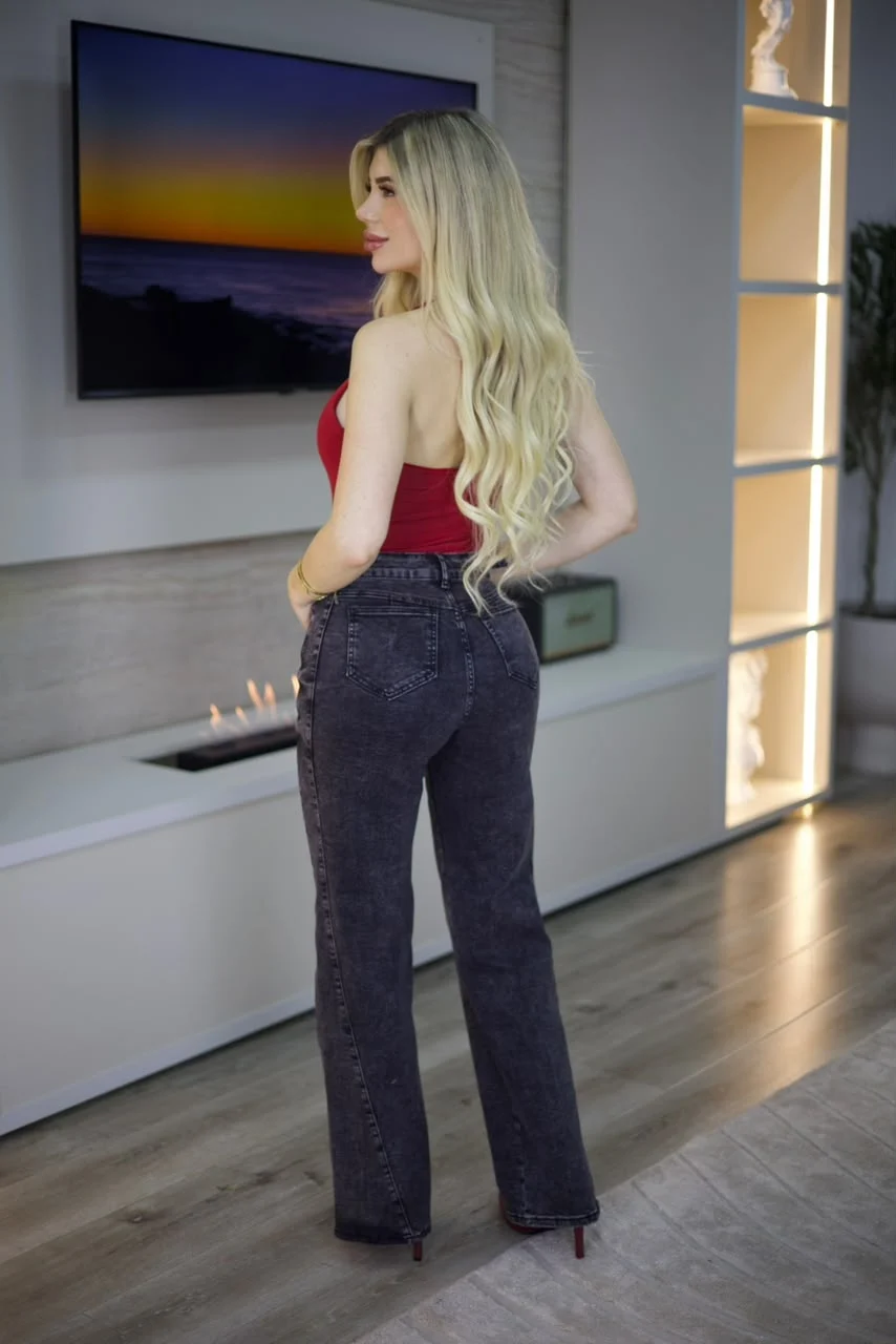 Jeans Wide Leg Fit Dark - Vista 4
