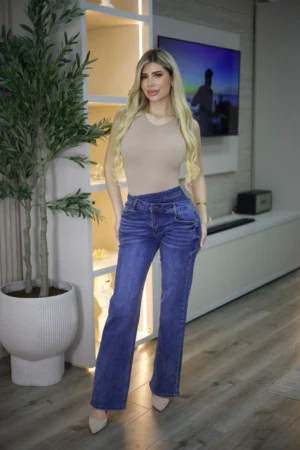 Jeans Cross Waist Straight Leg Blue intermedio - Vista 1