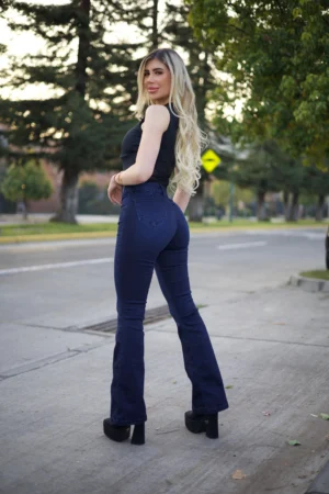 Jeans Flare Black Blue - Vista 4