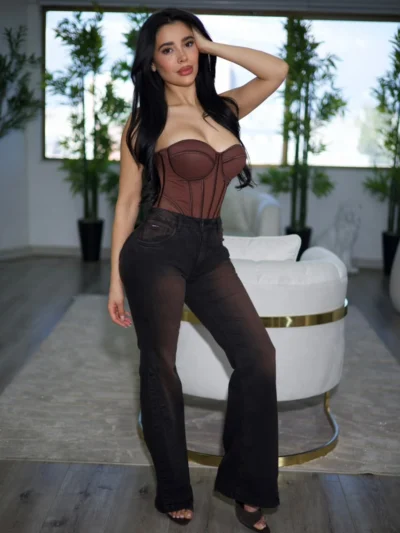 Jeans Extra Flare Geometric Mujer Chocoblack