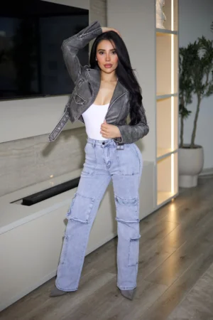Jeans Straight Cargo Milán celeste - Vista 1