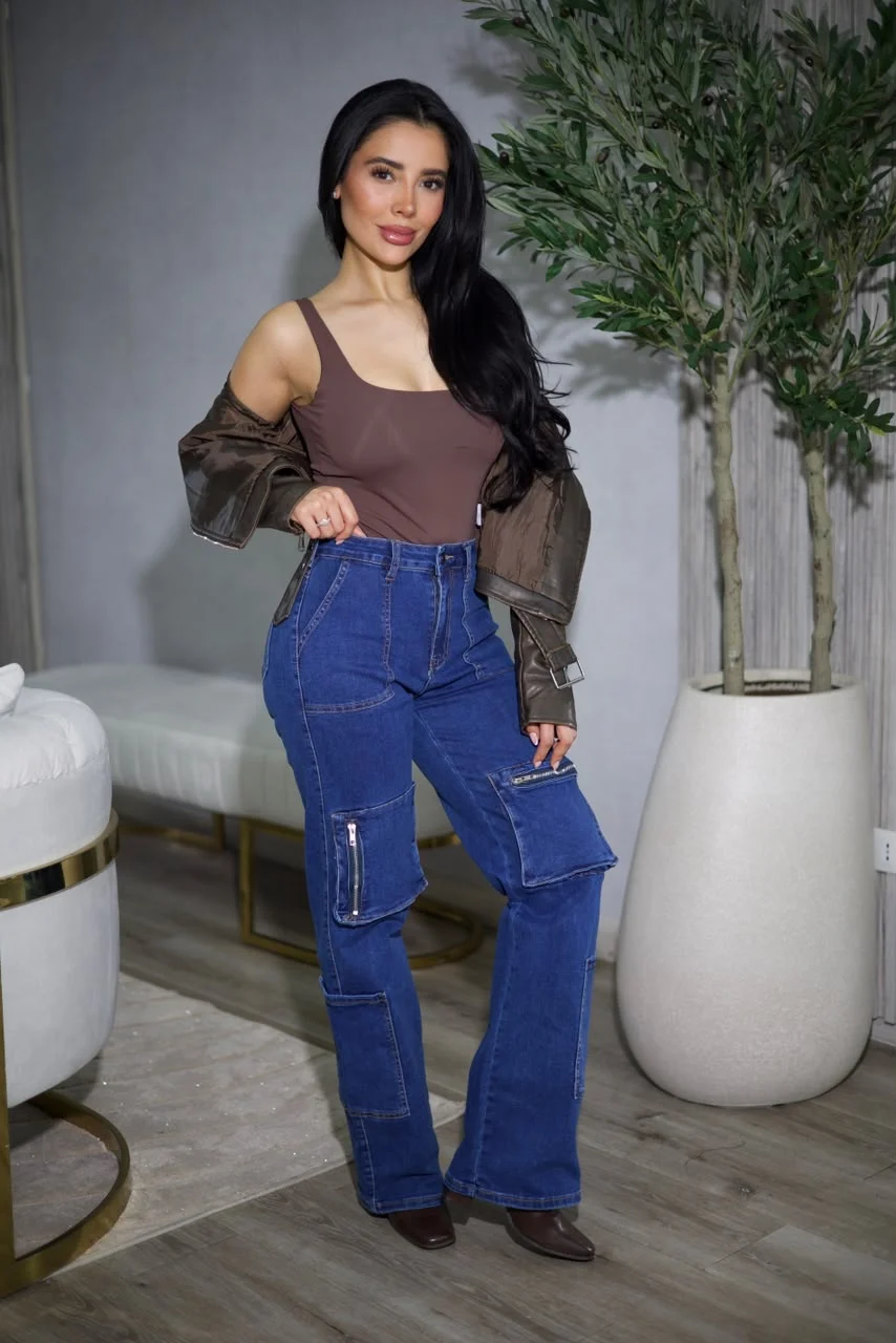 Jeans Straight Cargo Milán Blue