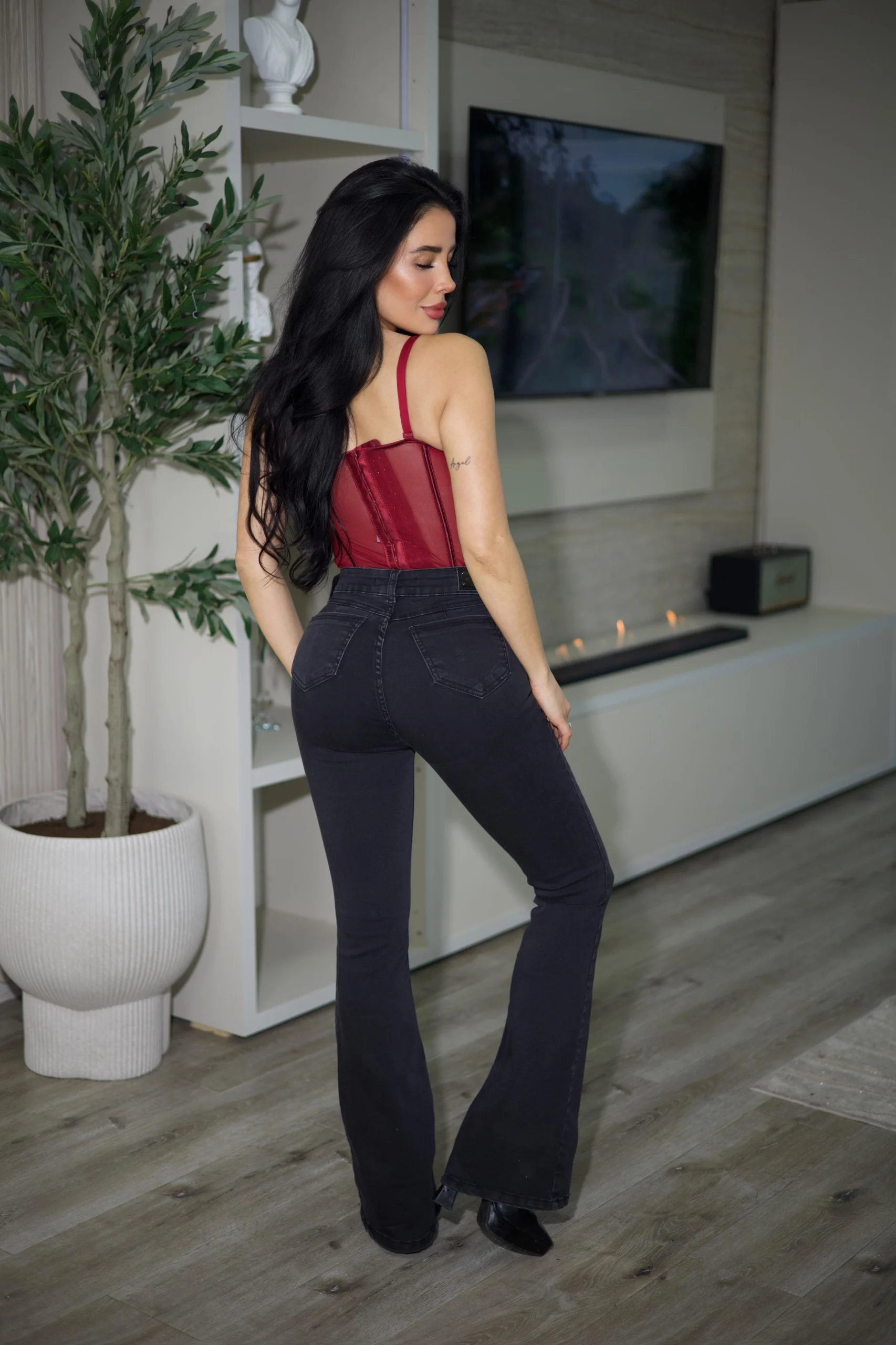 Jeans Flare W Bajado de tono - Vista 3