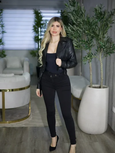 Jeans Two Button Mujer Black