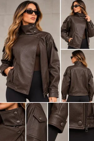 JACKET WOMAN VIRAL BOTONES COFFEE - Vista 1